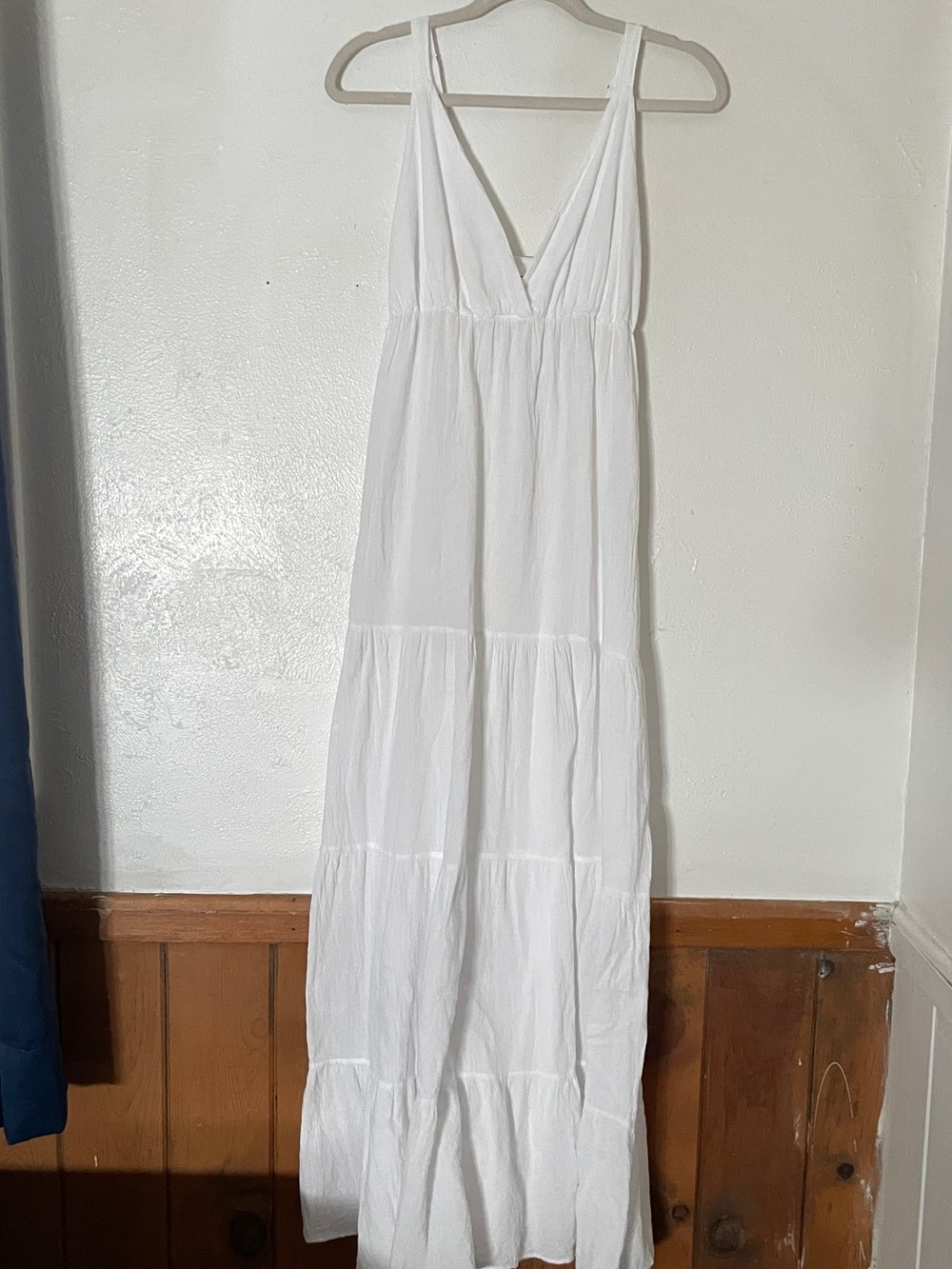 SEA Spice White Tiered Maxi Dress 100% Peruvian Cotton Adjustable Straps XL